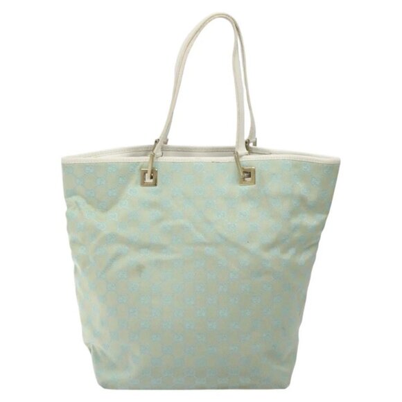 GUCCI GG Canvas Tote Bag Light Blue Gold 002 1098 Auth EC700 - Picture 2 of 16